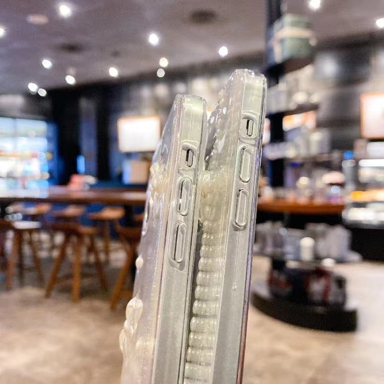 For iPhone 16e Pearl Bow Glitter Epoxy TPU Phone Case(Cross Knots) - iPhone 16e Cases by PMC TechLife | Online Shopping South Africa | PMC TechLife | Buy Now Pay Later Mobicred