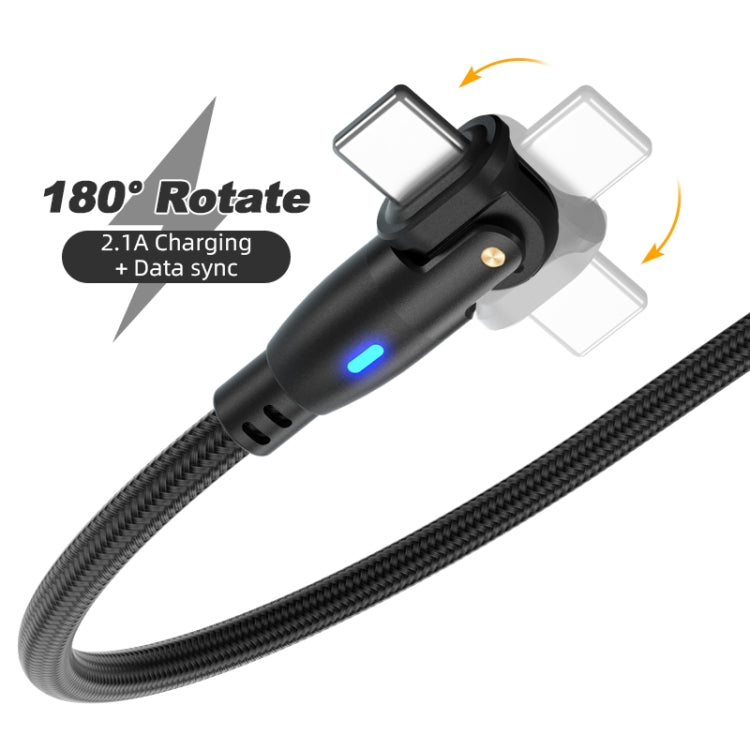 ENKAY 180 Degrees Rotating USB to 8 Pin Charging Data Cable with LED Light, Length:2m(Black) - free shipping - PMC Jewellery - Order now!