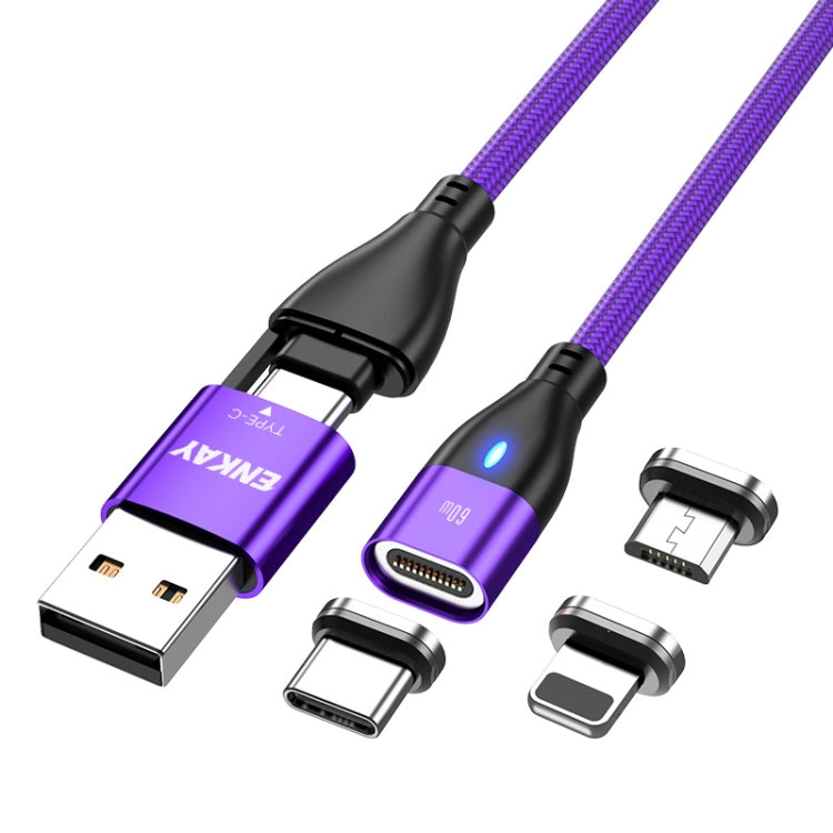 ENKAY 6-in-1 PD60W USB-A / Type-C to Type-C / 8 Pin / Micro USB Magnetic Fast Charging Cable, Cable Length:1m(Purple) - free shipping - PMC Jewellery - Order now!
