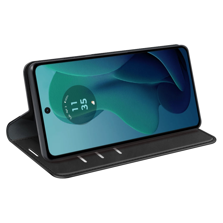 For Motorola Moto G 5G 2024 Retro-skin Magnetic Suction Leather Phone Case(Black) - Motorola Cases by PMC Jewellery | Online Shopping South Africa | PMC Jewellery | Buy Now Pay Later Mobicred
