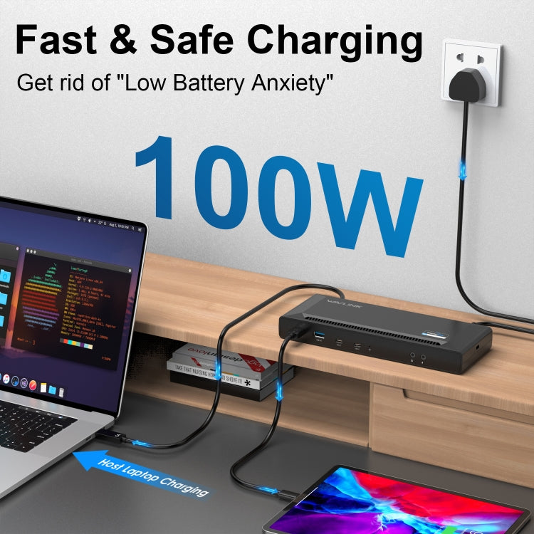 Wavlink UG69PD2 Dual 4K Fast Charging Integrated Docking Station, Plug:UK Plug - free shipping - PMc TechLife - Order now!