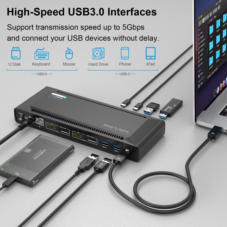 Wavlink UG69PD2 Dual 4K Fast Charging Integrated Docking Station, Plug:EU Plug - free shipping - PMc TechLife - Order now!