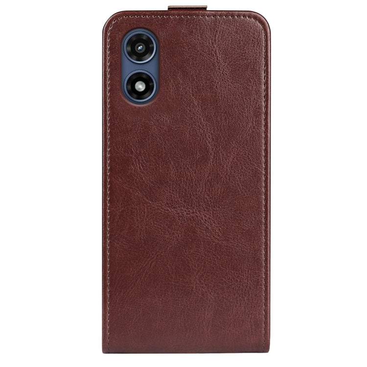 For Motorola Moto G Play 2024 R64 Texture Single Vertical Flip Leather Phone Case(Brown) - Motorola Cases by PMC Jewellery | Online Shopping South Africa | PMC Jewellery | Buy Now Pay Later Mobicred