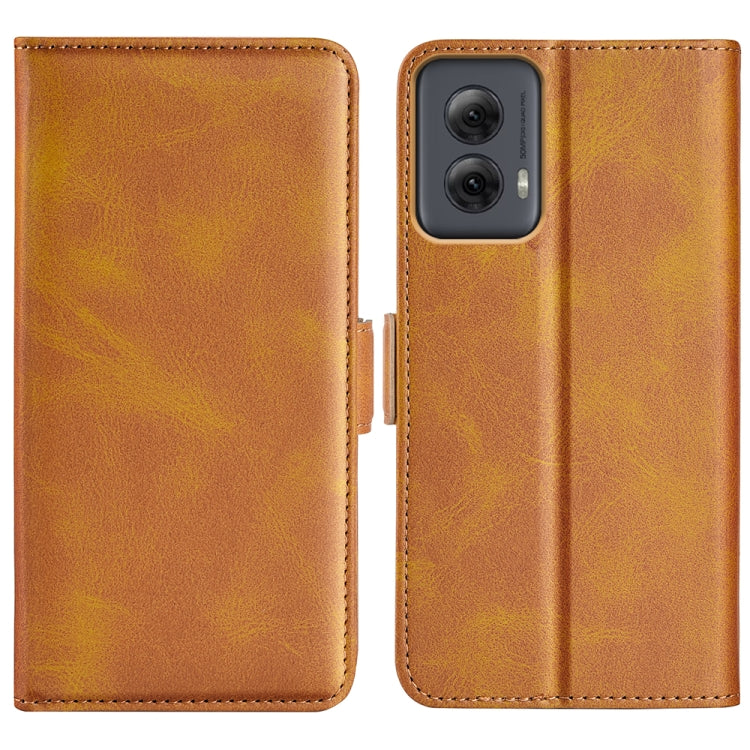 For Motorola Moto G Power 5G 2024 Dual-side Magnetic Buckle Horizontal Flip Leather Phone Case(Yellow) - Motorola Cases by PMC Jewellery | Online Shopping South Africa | PMC Jewellery | Buy Now Pay Later Mobicred