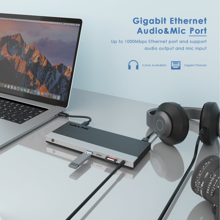 Wavlink UMD05 Display Port HDMI Port RJ45 Ethernet Triple Display MST Laptop Docking Station, Plug:UK Plug - free shipping - PMC Jewellery - Order now!