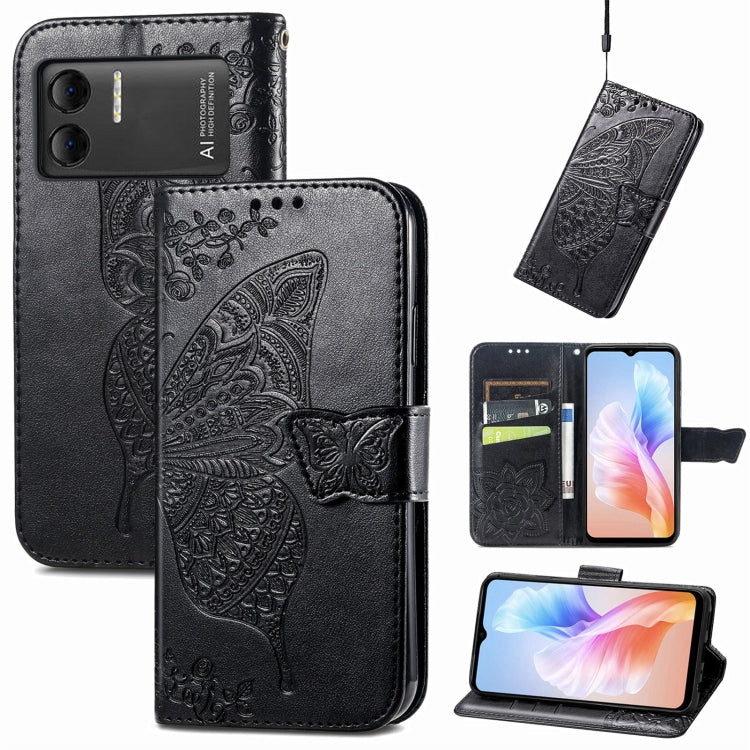 For DOOGEE X98 Pro / X98 Butterfly Love Flower Embossed Leather Phone Case(Black) - Doogee Cases by PMC TechLife | Online Shopping South Africa | PMC TechLife | Buy Now Pay Later Mobicred