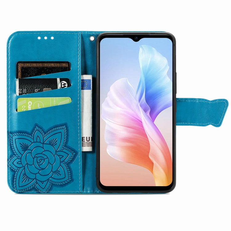 For DOOGEE X98 Pro / X98 Butterfly Love Flower Embossed Leather Phone Case(Blue) - free shipping - PMC TechLife - Order now!