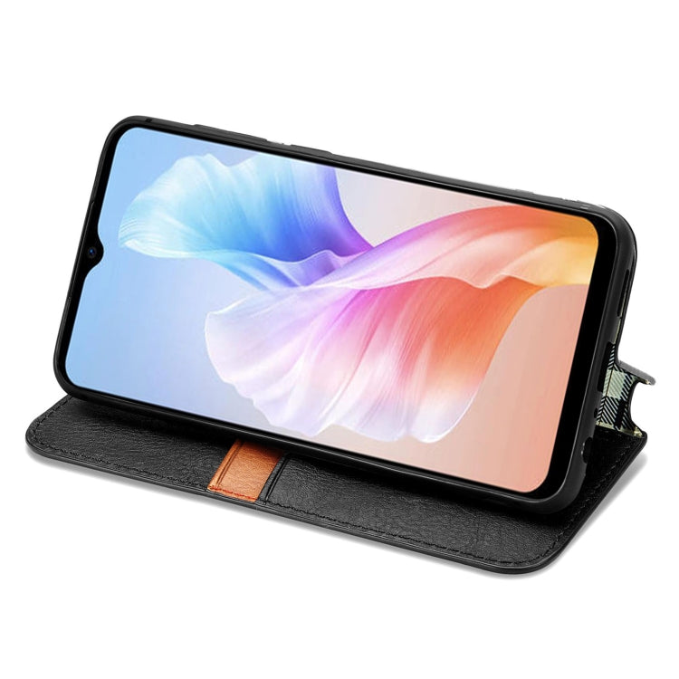 For DOOGEE X98 Pro / X98 Cubic Grid Pressed Magnetic Leather Phone Case(Black) - Doogee Cases by PMC TechLife | Online Shopping South Africa | PMC TechLife | Buy Now Pay Later Mobicred