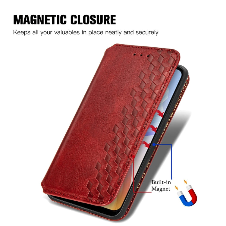 For DOOGEE X98 Pro / X98 Cubic Grid Pressed Magnetic Leather Phone Case(Red) - Doogee Cases by PMC TechLife | Online Shopping South Africa | PMC TechLife | Buy Now Pay Later Mobicred