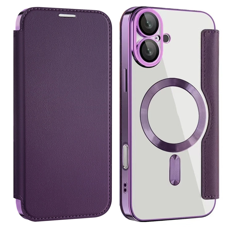 For iPhone 16 Plus Shield MagSafe RFID Anti-theft Leather Phone Case(Purple) - iPhone 16 Plus Cases by PMC Jewellery | Online Shopping South Africa | PMC Jewellery | Buy Now Pay Later Mobicred