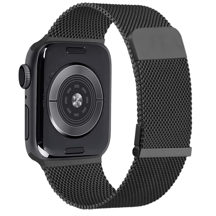 For  Apple Watch 7 45mm Milan Double Magnetic Steel Mesh Watch Band(Black) - free shipping - PMC TechLife - Order now!