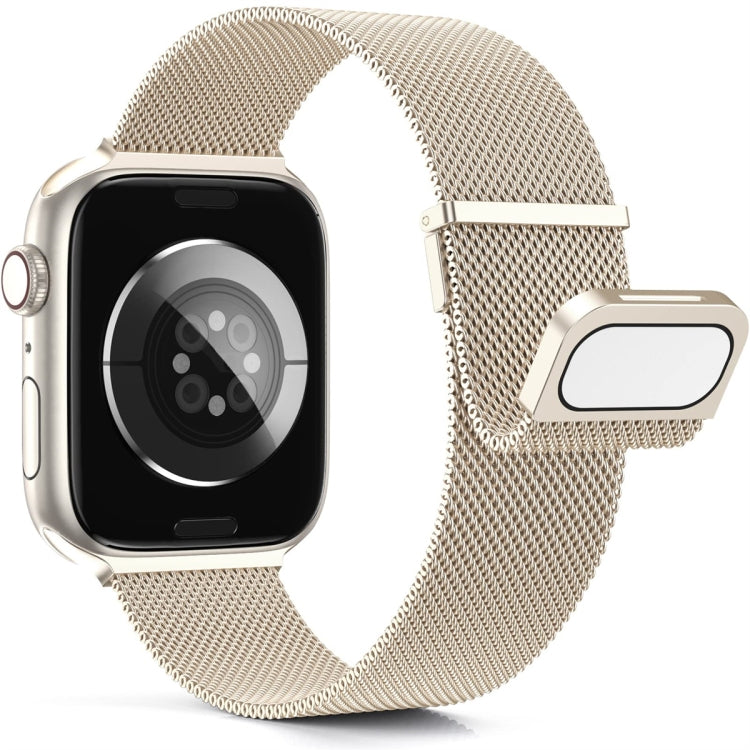 For Apple Watch 6 44mm Milan Double Magnetic Steel Mesh Watch Band(Starlight Color) - free shipping - PMC TechLife - Order now!