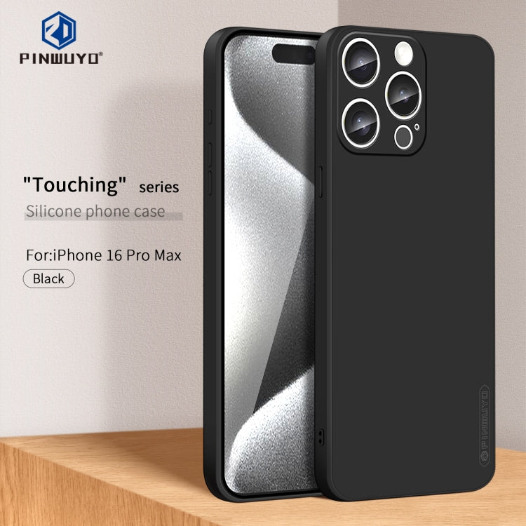 For iPhone 16 Pro Max PINWUYO Sense Series Liquid Silicone TPU Phone Case(Black) - iPhone 16 Pro Max Cases by PINWUYO | Online Shopping South Africa | PMC TechLife | Buy Now Pay Later Mobicred