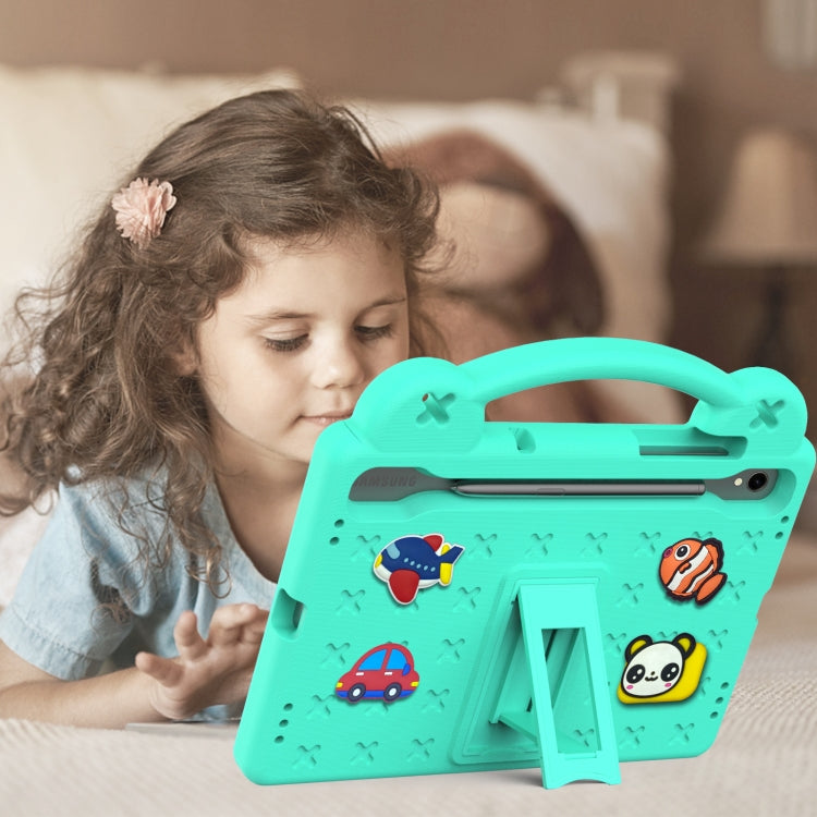 For Samsung Galaxy Tab S9 FE / X510N Handle Kickstand Children EVA Shockproof Tablet Case(Mint Green) - Galaxy Tab S9 FE by PMC TechLife | Online Shopping South Africa | PMC TechLife