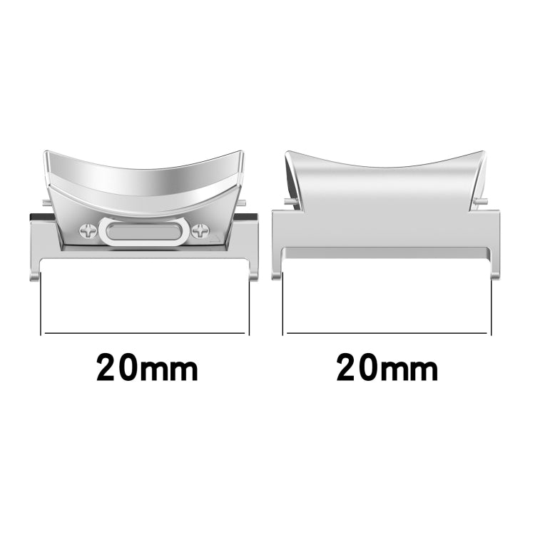 For Samsung Galaxy Watch4 / 4 Classic 46mm 20mm 1 Pair Button Style Curved Metal Watch Band Connector(Silver) - free shipping - PMc TechLife - Order now!