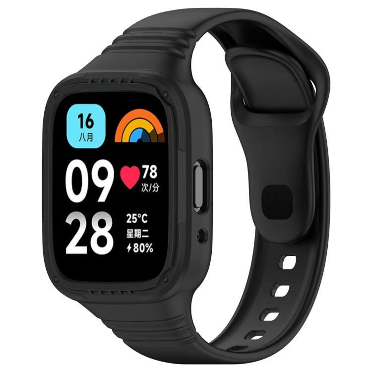 For Redmi Watch 3 Active Integrated Fully Enclosed Silicone Watch Band(Black) - Watch Bands by PMC TechLife | Online Shopping South Africa | PMC TechLife