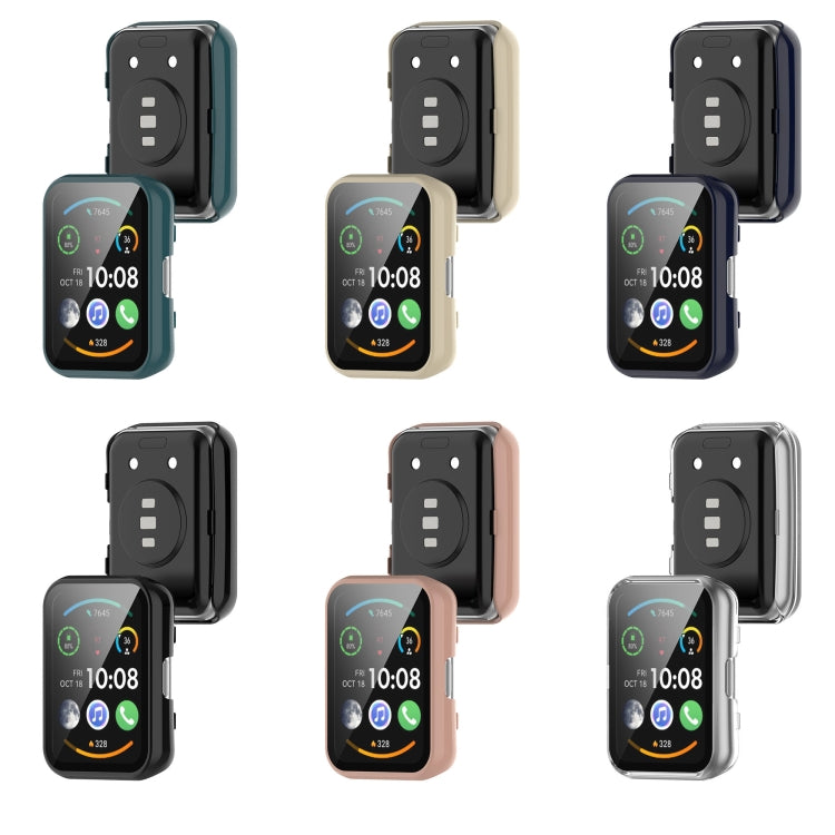 For Huawei Watch Fit Special Edition PC + 9H Tempered Film Integrated Watch Protective Case(Pink) - Watch Cases by PMC TechLife | Online Shopping South Africa | PMC TechLife | Buy Now Pay Later Mobicred