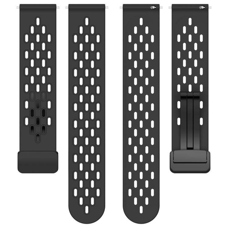 For Garmin Vivomove Sport 20mm Folding Magnetic Clasp Silicone Watch Band(Black) - Watch Bands by PMC TechLife | Online Shopping South Africa | PMC TechLife