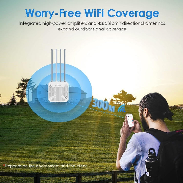 WAVLINK WN573HX1 WiFi 6 AX1800 IP67 Waterproof Outdoor Dual Band Wireless WiFi Routers, Plug:EU Plug - free shipping - PMC TechLife - Order now!