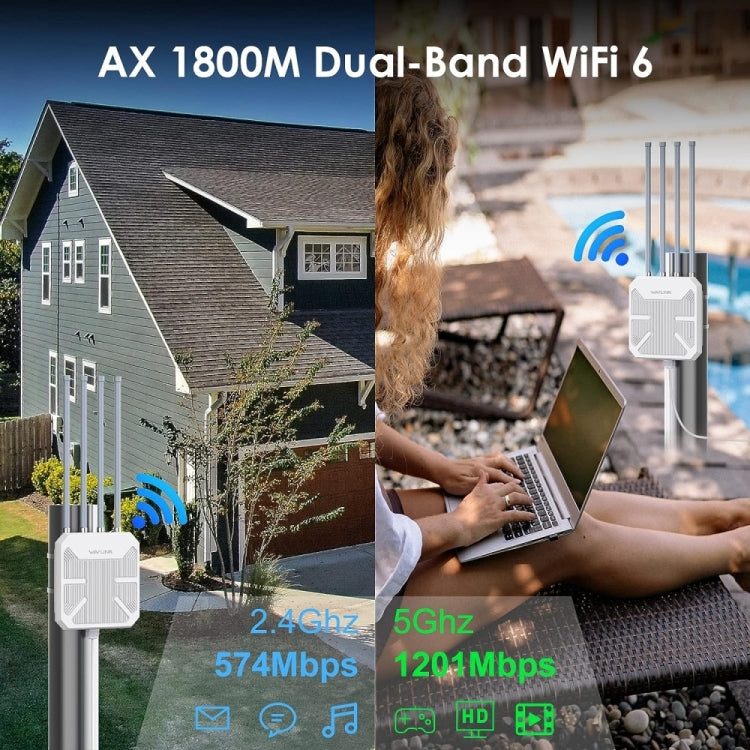 WAVLINK WN573HX1 WiFi 6 AX1800 IP67 Waterproof Outdoor Dual Band Wireless WiFi Routers, Plug:US Plug - free shipping - PMC TechLife - Order now!