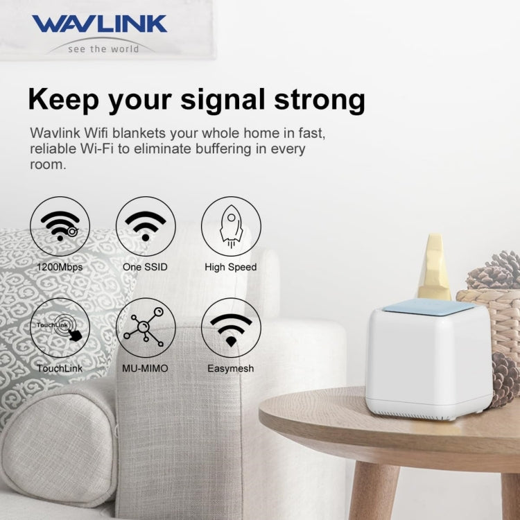 WAVLINK WN535M2 For Home Office 2pcs Mesh Wireless Router AC1200 Dual Band WiFi Signal Booster, Plug:UK Plug - free shipping - PMC Jewellery - Order now!