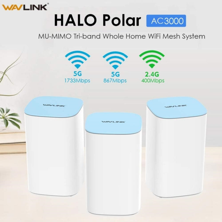 WAVLINK WN551K3 3pcs AC3000 WiFi Wireless Repeater Built-in Antenna Tri-Band Mesh Wireless Router, Plug:US Plug - free shipping - PMc TechLife - Order now!
