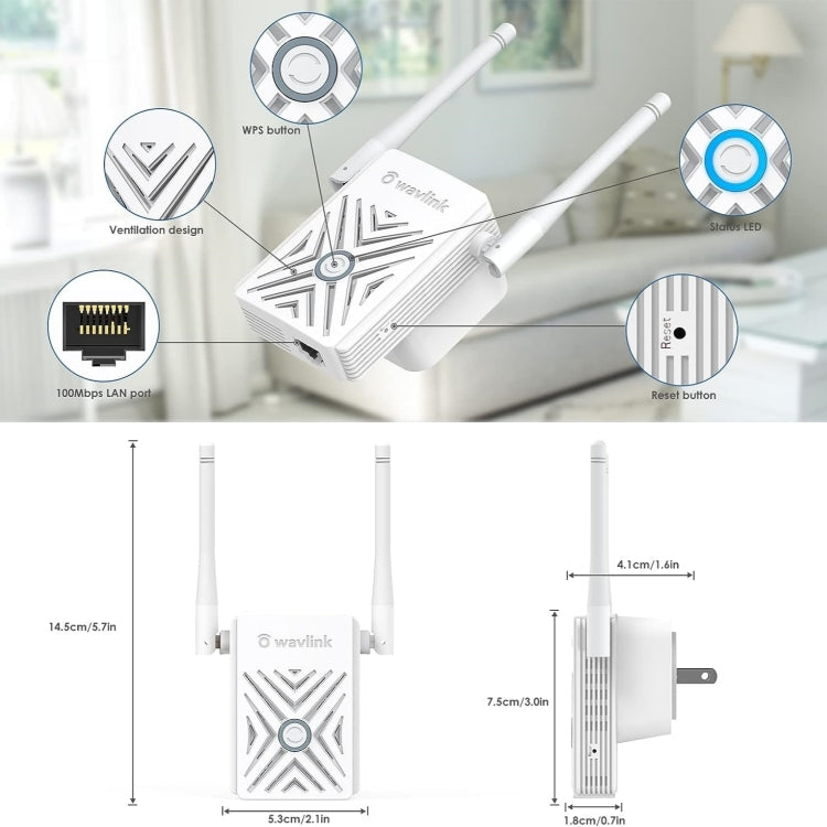 WAVLINK WN578W2 For Home Office N300 WiFi Wireless AP Repeater Signal Booster, Plug:AU Plug - free shipping - PMC Jewellery - Order now!