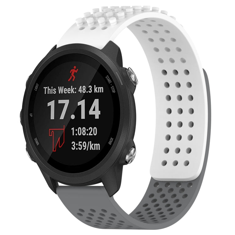 For Garmin Forerunner 245 20mm Holes Breathable 3D Dots Silicone Watch Band(White+Grey) - Watch Bands by PMC TechLife | Online Shopping South Africa | PMC TechLife