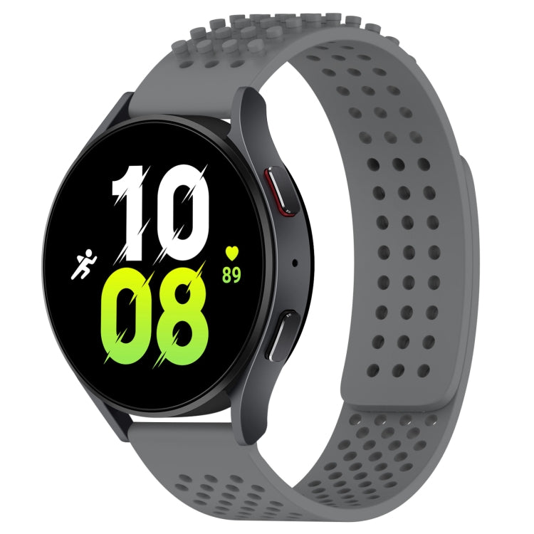 For Samsung Galaxy Watch 5  44mm 20mm Holes Breathable 3D Dots Silicone Watch Band(Grey) - free shipping - PMC TechLife - Order now!