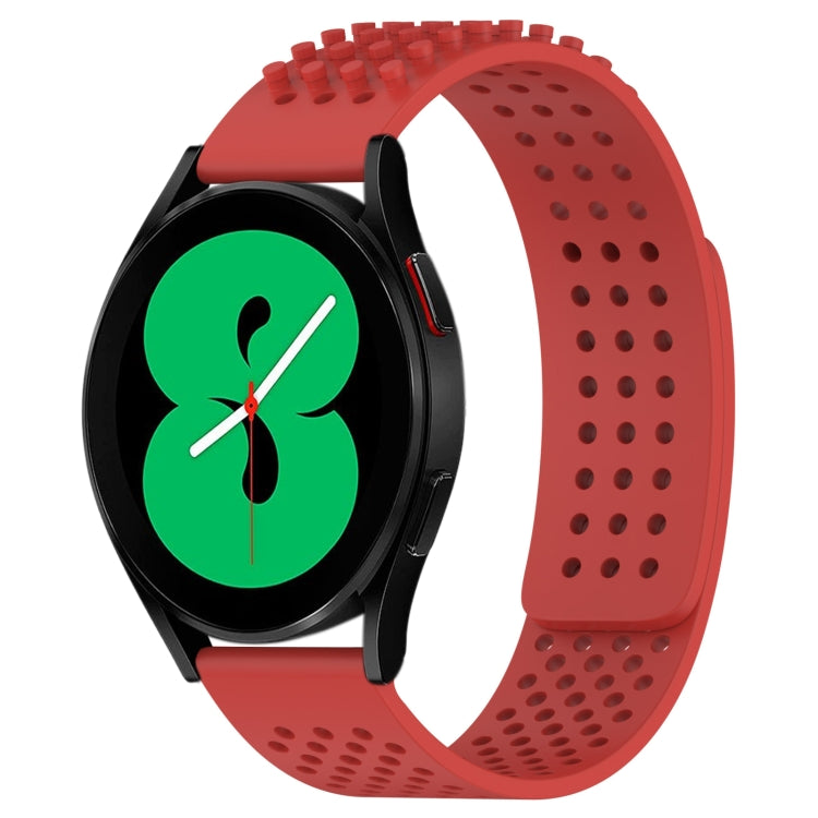 For Samsung Galaxy Watch 4 44mm 20mm Holes Breathable 3D Dots Silicone Watch Band(Red) - free shipping - PMC TechLife - Order now!