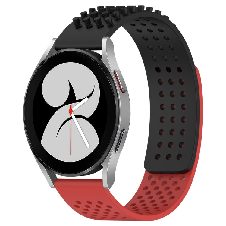 For Samsung Galaxy Watch 4 40mm 20mm Holes Breathable 3D Dots Silicone Watch Band(Black+Red) - free shipping - PMC TechLife - Order now!