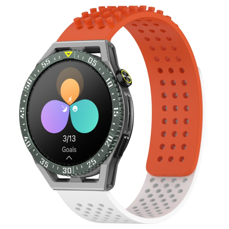 For Huawei Watch GT3 SE 22mm Holes Breathable 3D Dots Silicone Watch Band(Orange+White) - Watch Bands by PMC TechLife | Online Shopping South Africa | PMC TechLife