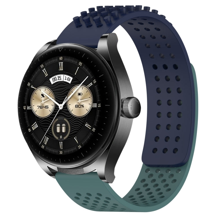 For Huawei Watch Buds 22mm Holes Breathable 3D Dots Silicone Watch Band(Midnight Blue+Olive Green) - Watch Bands by PMC TechLife | Online Shopping South Africa | PMC TechLife