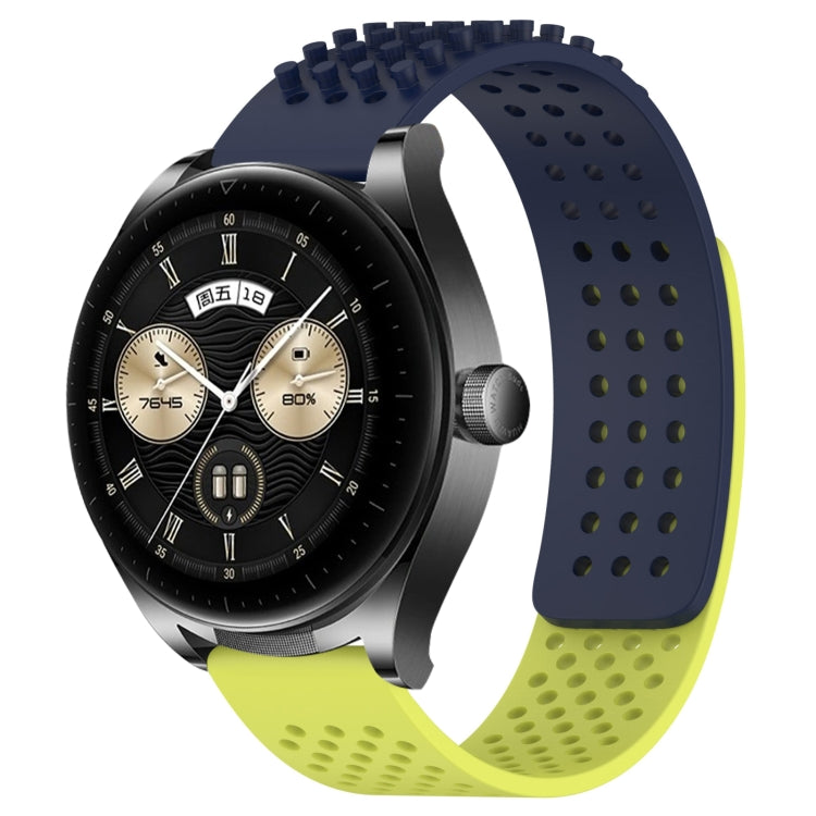 For Huawei Watch Buds 22mm Holes Breathable 3D Dots Silicone Watch Band(Midnight Blue+Lime Green) - free shipping - PMC TechLife - Order now!