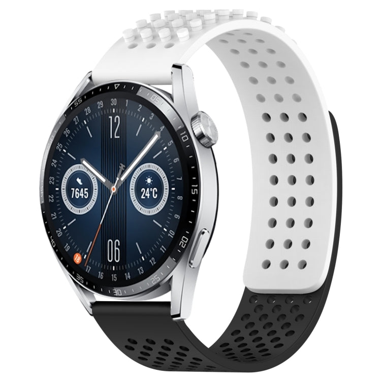 For Huawei Watch GT3 46mm 22mm Holes Breathable 3D Dots Silicone Watch Band(White+Black) - Watch Bands by PMC TechLife | Online Shopping South Africa | PMC TechLife