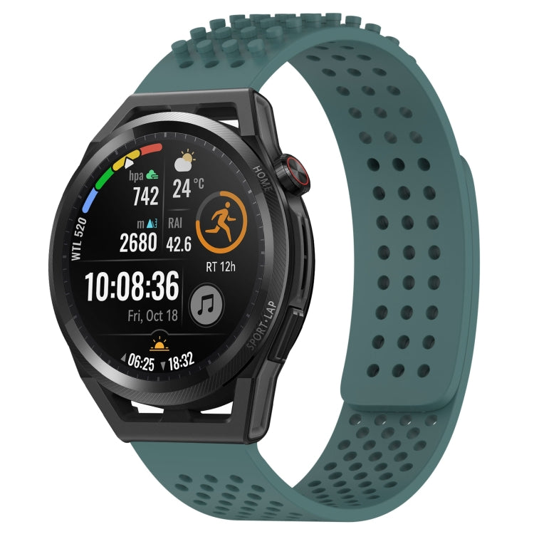 For Huawei Watch GT Runner 22mm Holes Breathable 3D Dots Silicone Watch Band(Olive Green) - Watch Bands by PMC TechLife | Online Shopping South Africa | PMC TechLife
