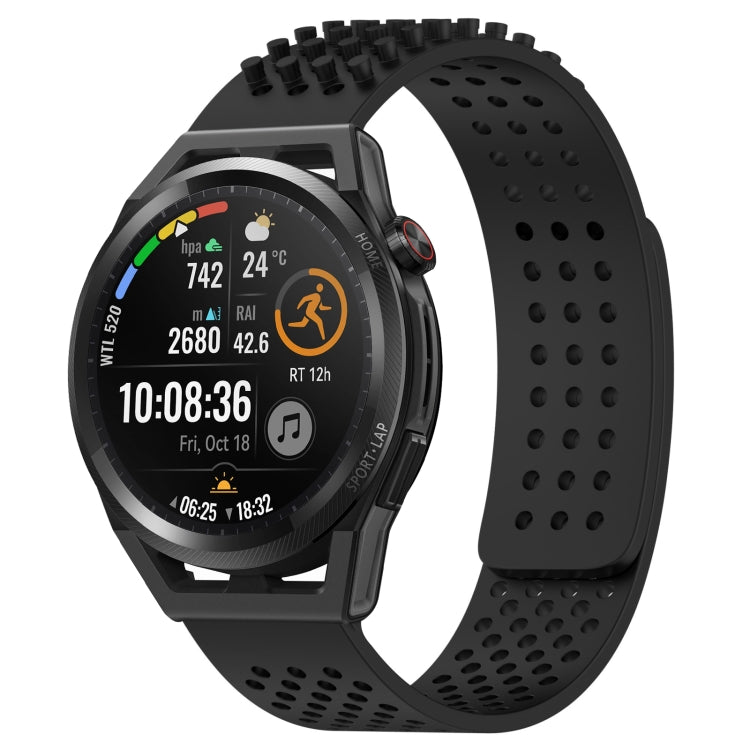 For Huawei Watch GT Runner 22mm Holes Breathable 3D Dots Silicone Watch Band(Black) - Watch Bands by PMC TechLife | Online Shopping South Africa | PMC TechLife