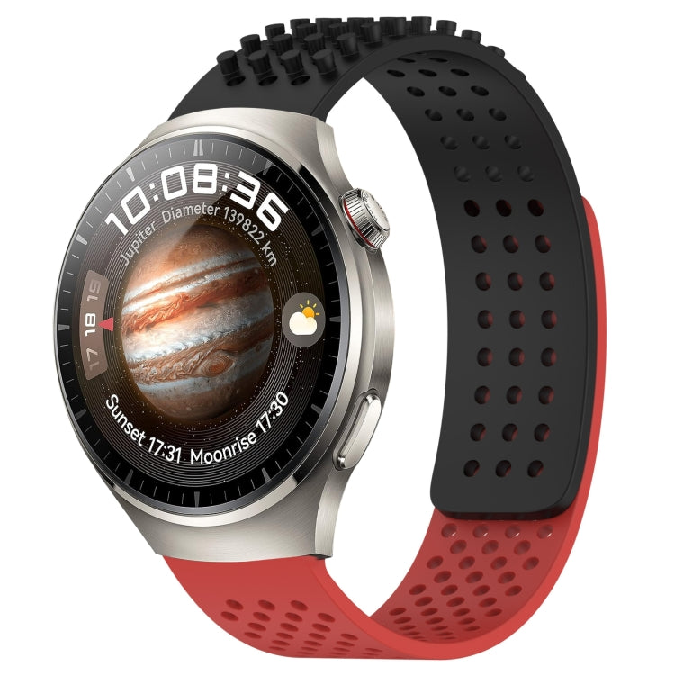 For Huawei Watch 4 Pro 22mm Holes Breathable 3D Dots Silicone Watch Band(Black+Red) - Watch Bands by PMC TechLife | Online Shopping South Africa | PMC TechLife