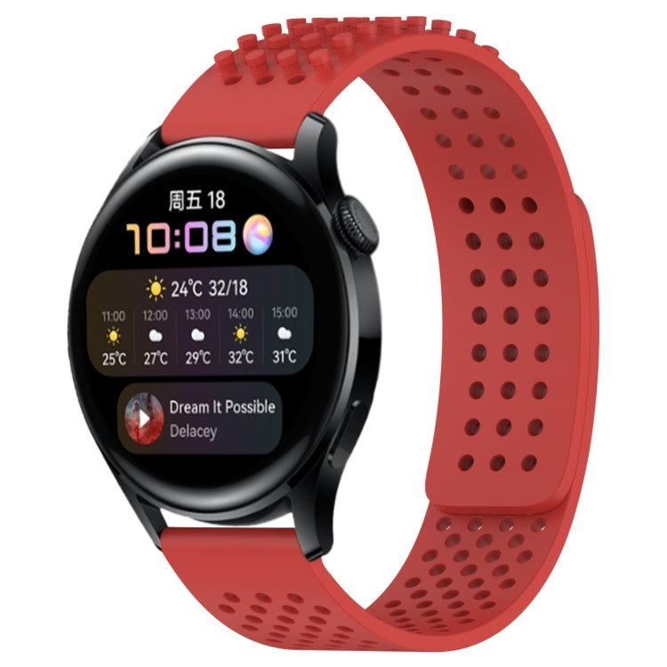 For Huawei Watch 3 22mm Holes Breathable 3D Dots Silicone Watch Band(Red) - Watch Bands by PMC TechLife | Online Shopping South Africa | PMC TechLife