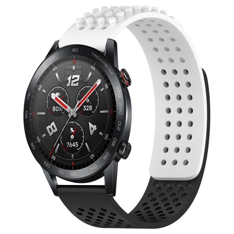 For Honor Watch GS 3i 22mm Holes Breathable 3D Dots Silicone Watch Band(White+Black) - free shipping - PMC TechLife - Order now!