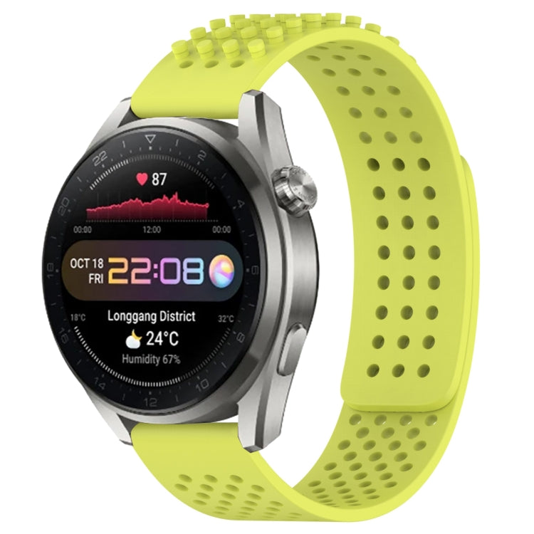 For Huawei Watch 3 Pro New 22mm Holes Breathable 3D Dots Silicone Watch Band(Lime Green) - free shipping - PMC TechLife - Order now!