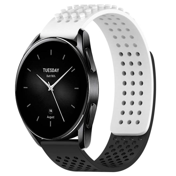For Xiaomi Watch S2 42mm 22mm Holes Breathable 3D Dots Silicone Watch Band(White+Black) - Watch Bands by PMC TechLife | Online Shopping South Africa | PMC TechLife