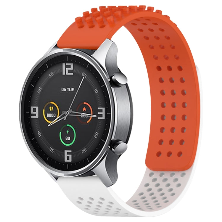 For Xiaomi MI Watch Color 22mm Holes Breathable 3D Dots Silicone Watch Band(Orange+White) - Watch Bands by PMC TechLife | Online Shopping South Africa | PMC TechLife