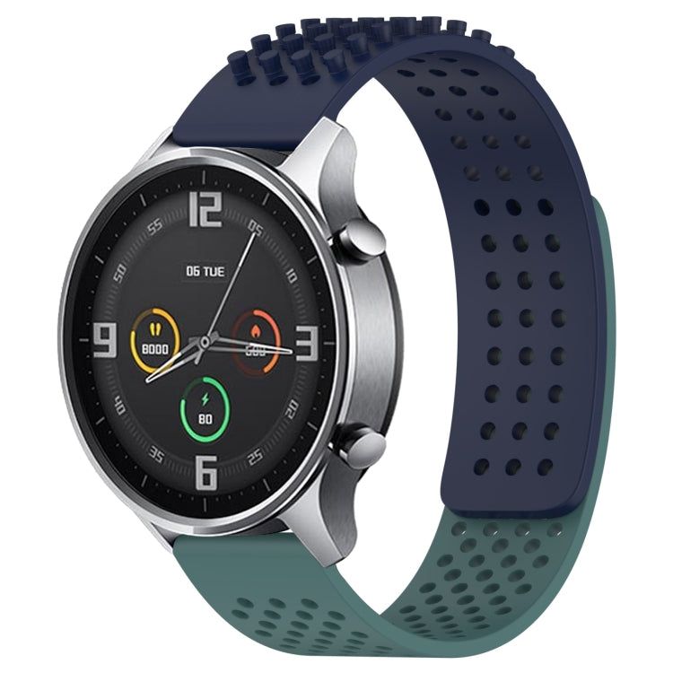 For Xiaomi MI Watch Color 22mm Holes Breathable 3D Dots Silicone Watch Band(Midnight Blue+Olive Green) - Watch Bands by PMC TechLife | Online Shopping South Africa | PMC TechLife