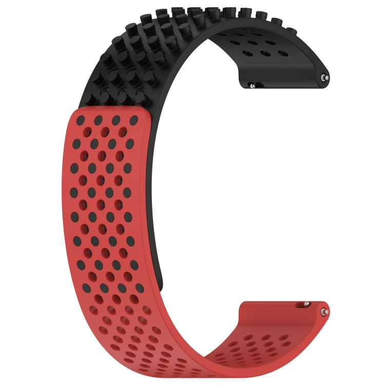 For Xiaomi Haylou RT2 LS10 22mm Holes Breathable 3D Dots Silicone Watch Band(Black+Red) - Watch Bands by PMC TechLife | Online Shopping South Africa | PMC TechLife