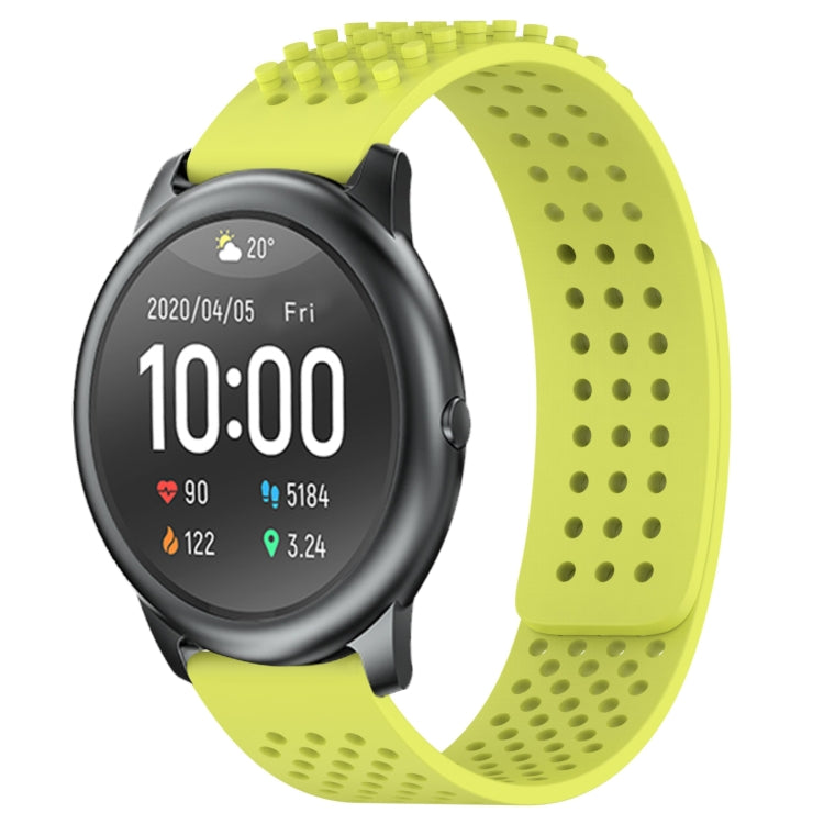 For Xiaomi Haylou RT LS05S 22mm Holes Breathable 3D Dots Silicone Watch Band(Lime Green) - Watch Bands by PMC TechLife | Online Shopping South Africa | PMC TechLife