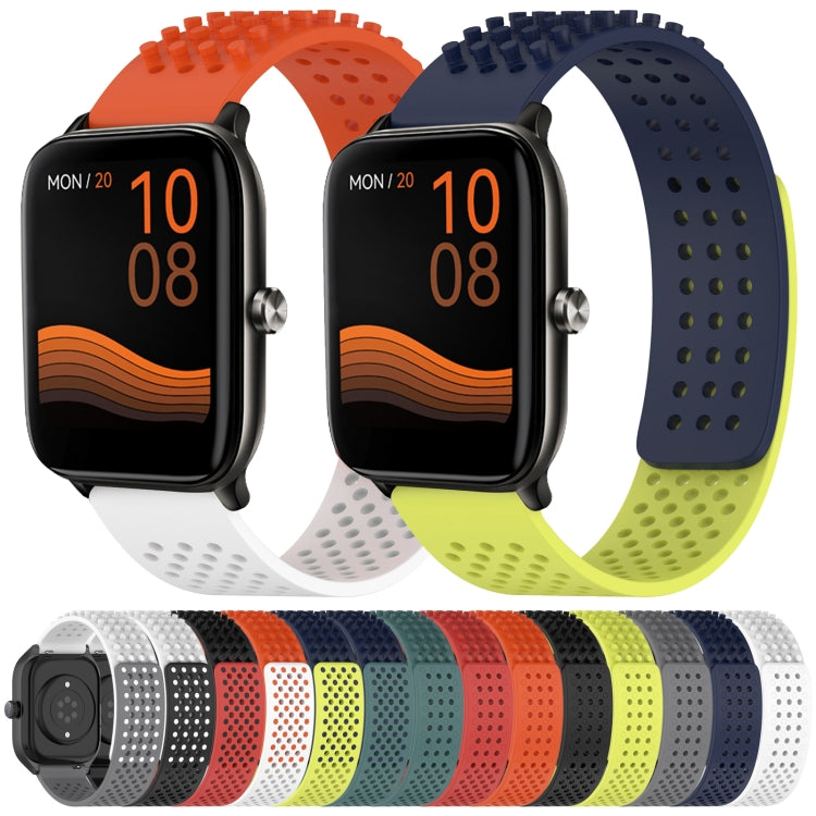 For Xiaomi MI Watch Color 2 22mm Holes Breathable 3D Dots Silicone Watch Band(Midnight Blue+Lime Green) - Watch Bands by PMC TechLife | Online Shopping South Africa | PMC TechLife