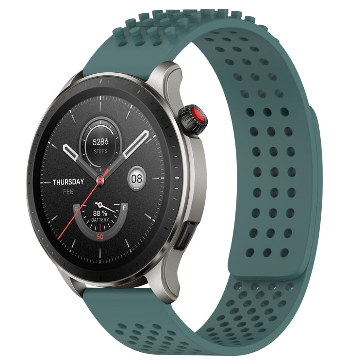 For Amazfit GTR 4 Pro 22mm Holes Breathable 3D Dots Silicone Watch Band(Olive Green) - Watch Bands by PMC TechLife | Online Shopping South Africa | PMC TechLife