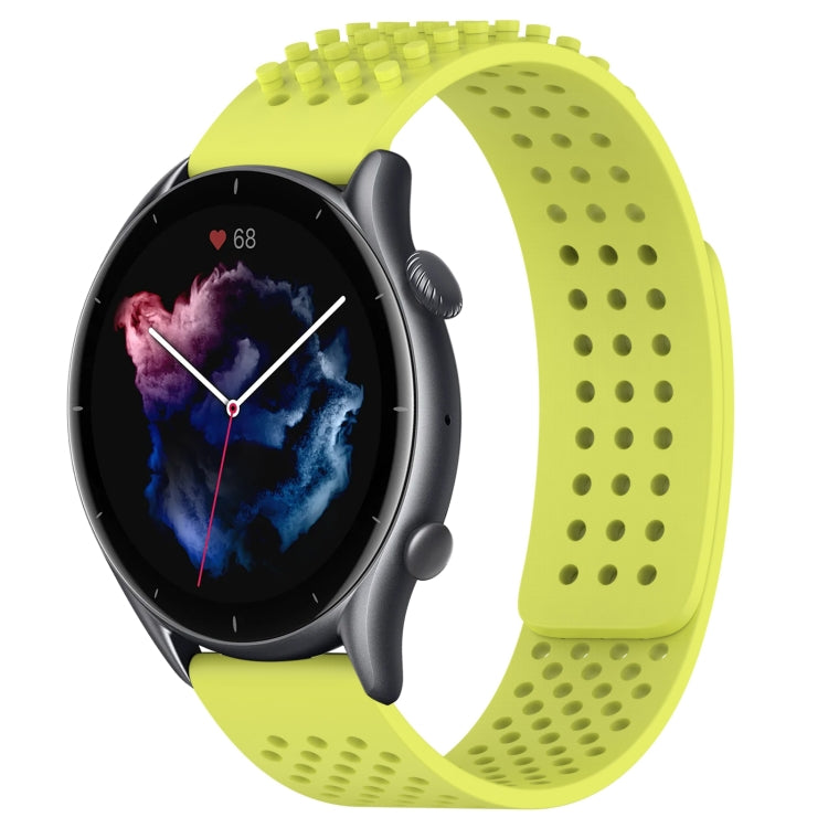For Amazfit GTR 3 Pro 22mm Holes Breathable 3D Dots Silicone Watch Band(Lime Green) - Watch Bands by PMC TechLife | Online Shopping South Africa | PMC TechLife