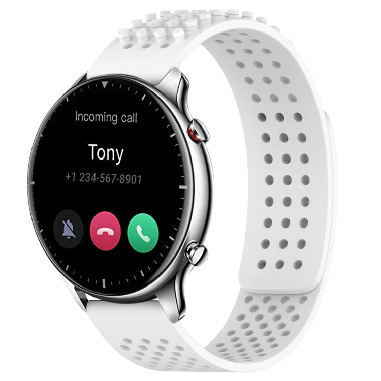 For Amazfit GTR 2 22mm Holes Breathable 3D Dots Silicone Watch Band(White) - free shipping - PMC TechLife - Order now!